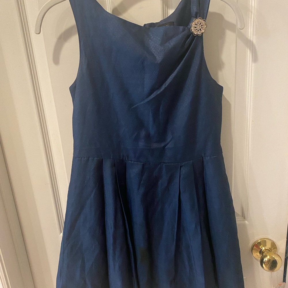 Elegant Blue Kids Dress with Brooch